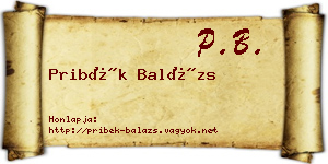 Pribék Balázs névjegykártya